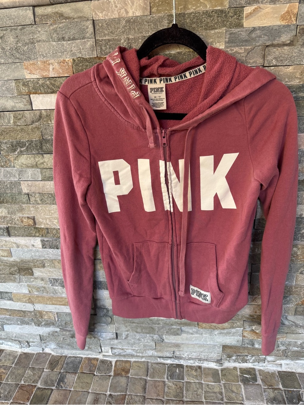 Victoria's Secret PINK Zip-Up Hoodie in Rose Mauve size xs